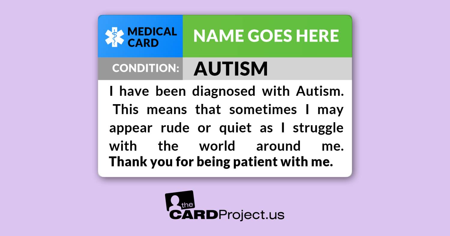 Autism Medical Card (FRONT)